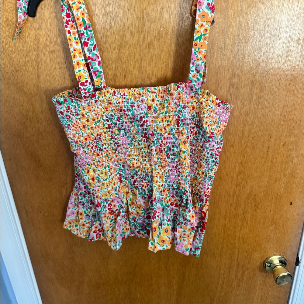 Floral Smocked JCrew Women's Top